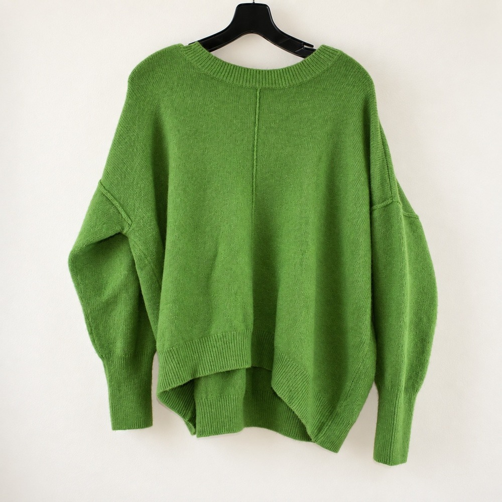 Vince Camuto Womens Green Oversized High Low Crew Neck Knit Sweater Large